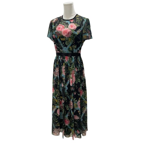 Mac Duggal Floral Midi Dress Size 6 Romantic Coquette Garden Party Soft Girl - Picture 4 of 14